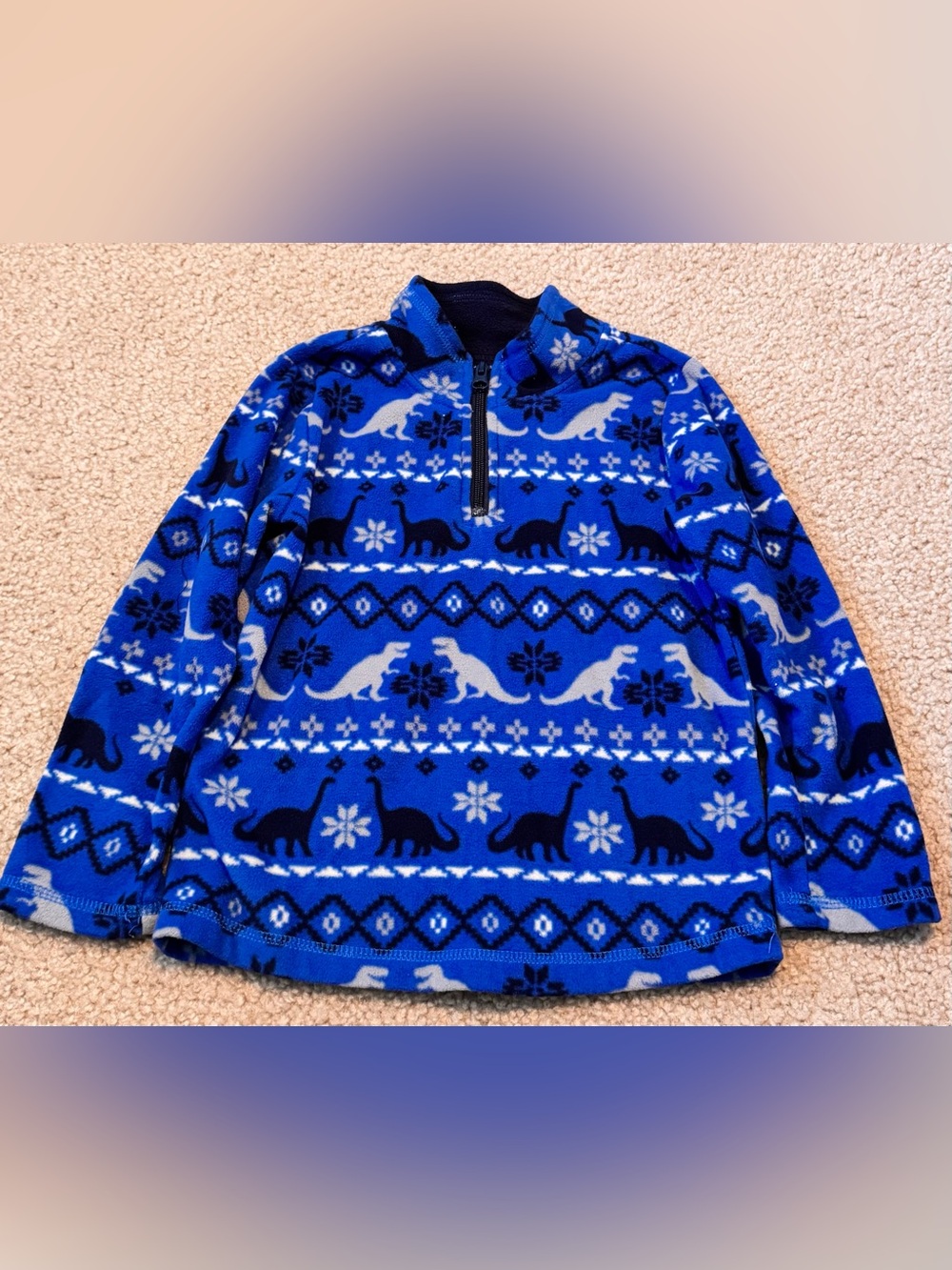 The Children's Place Royal Blue Dinosaur Zip-Up Fleece Pullover